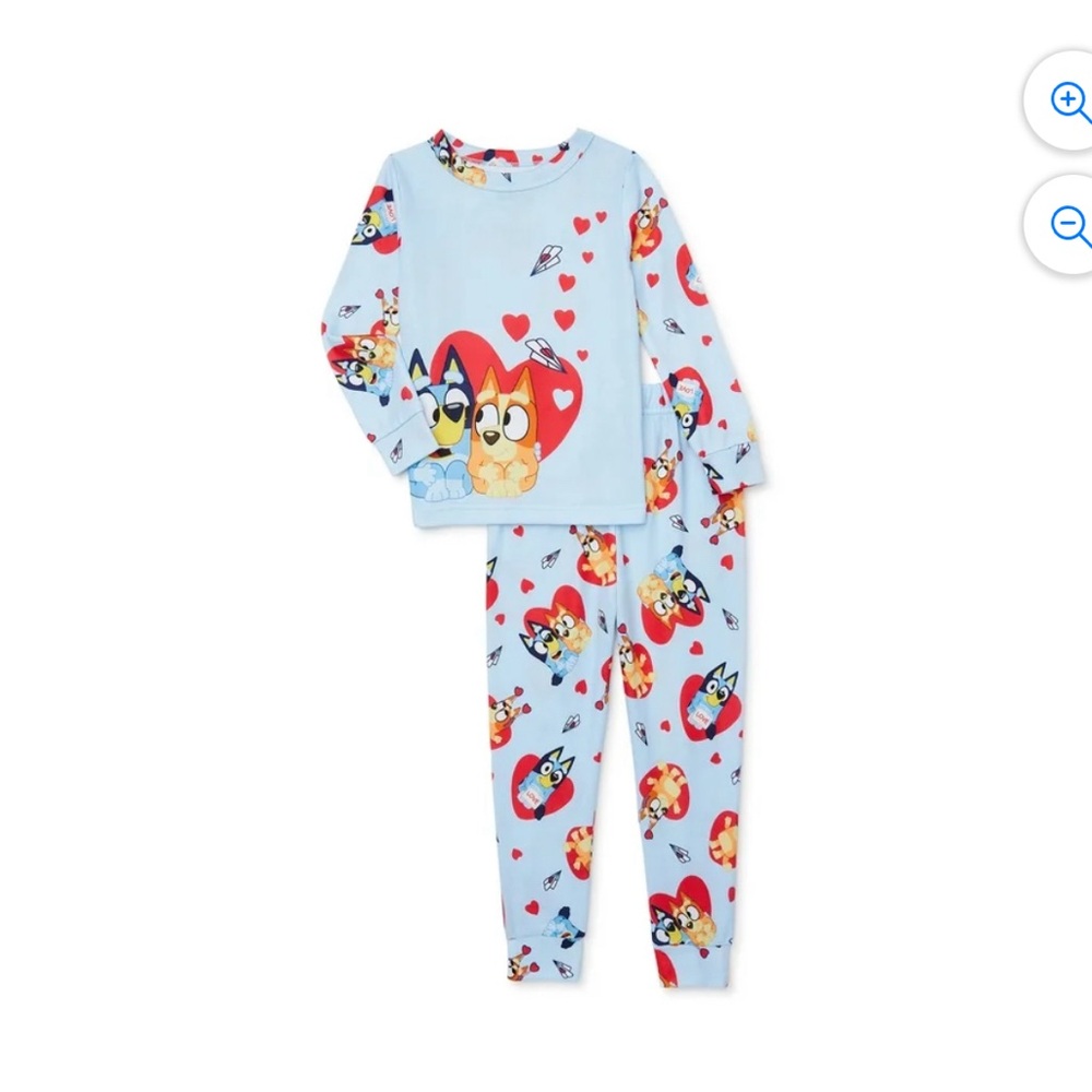 Bluey Toddler Unisex Valentine's Day Pajama Set, 2-Piece, Sizes 12M-5T